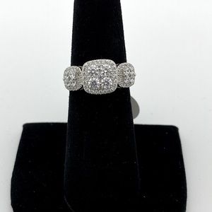 STERLING SILVER PAST PRESENT FUTURE CZ WEDDING RING 89MM WIDE